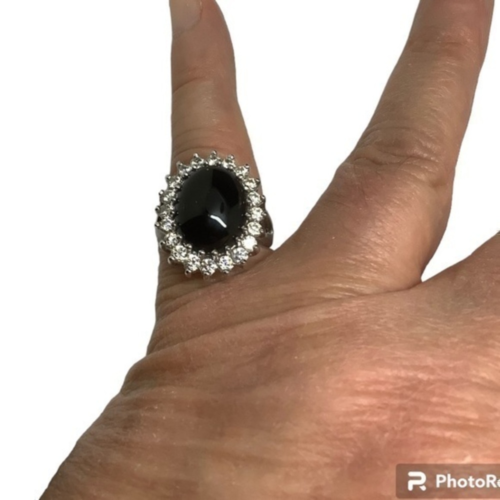 Joseph Esposito sterling silver onyx cubic zirconia ring
